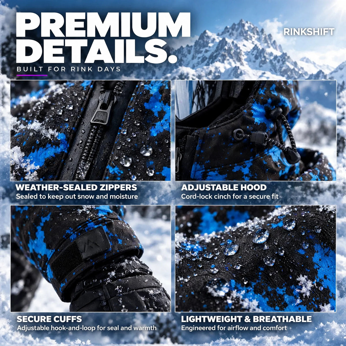 Premium details - Rink Shift jacket features